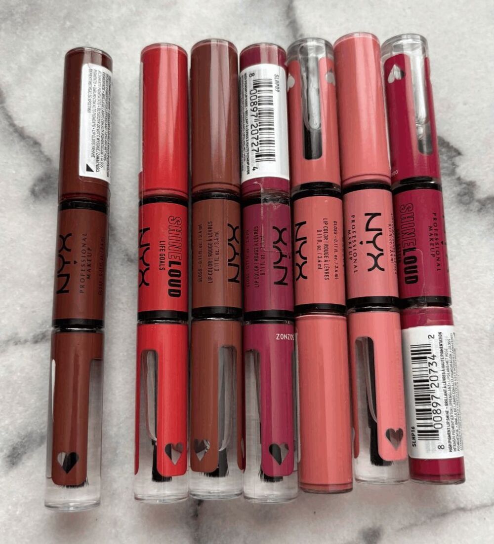 NYX Shine Loud Two Step Gloss Lip Color Pinks and Neutrals Lot of 7